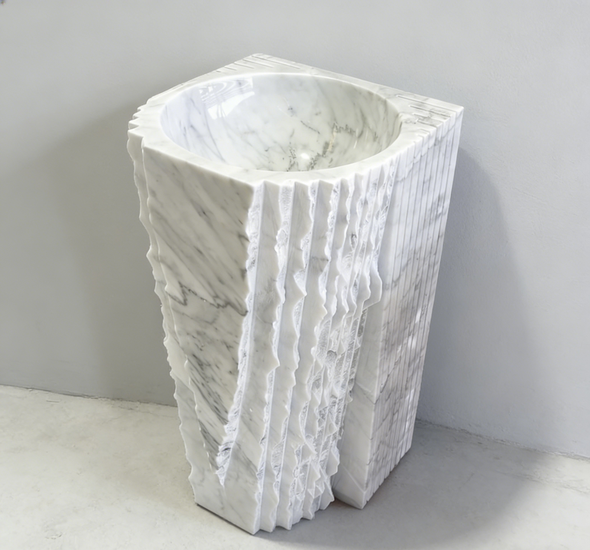 Calacatta White Marble Pedestal Sink