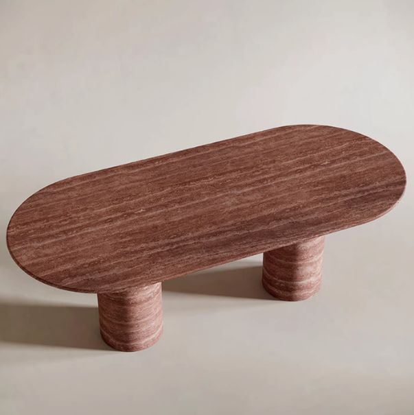 Red travertine dining table