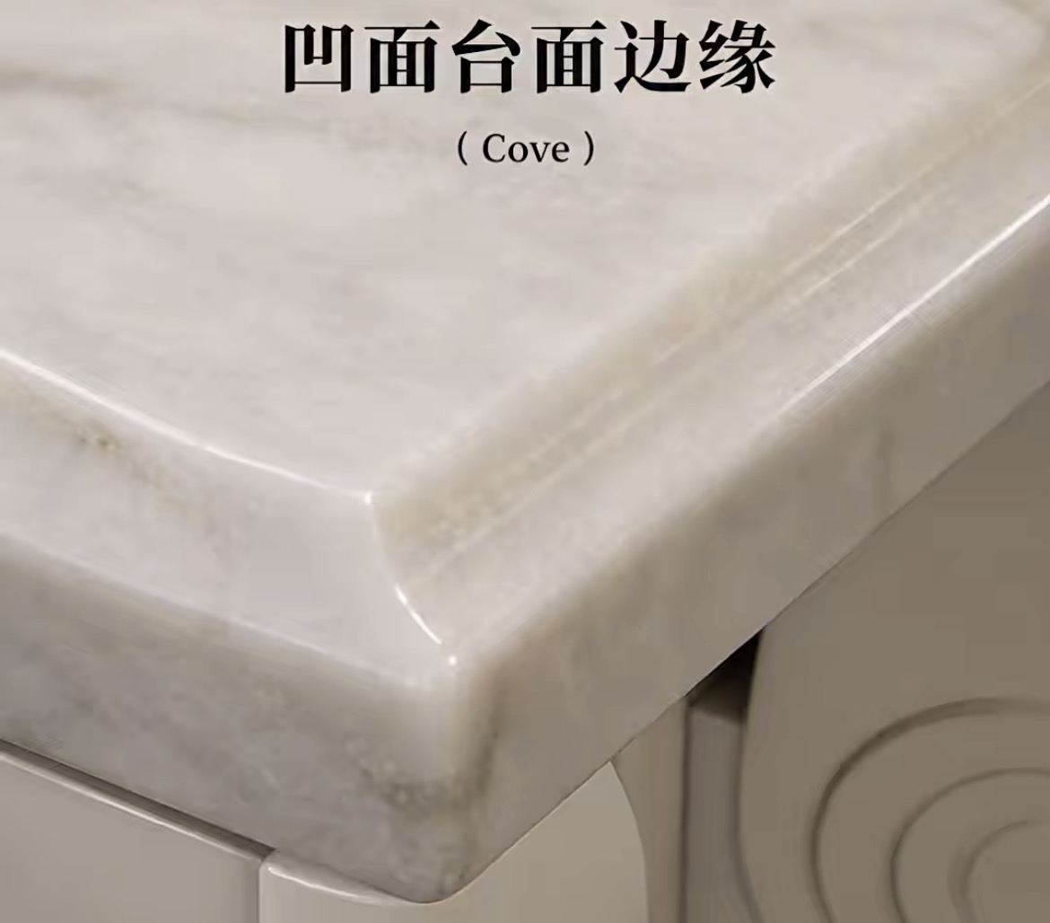 Mitered build-up stone dining table profile