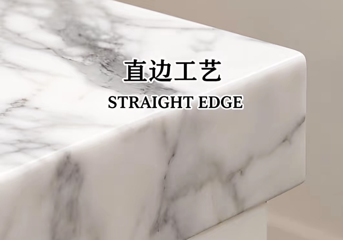 Straight edge stone dining table profile