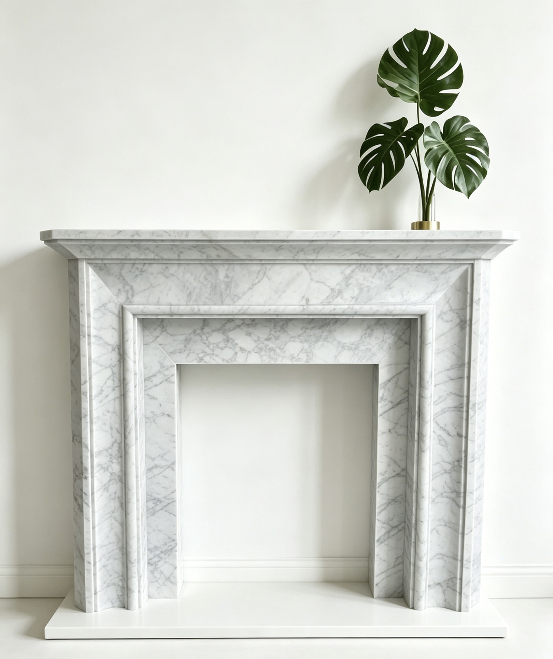 Modern Calacatta White Marble Fireplace Surround